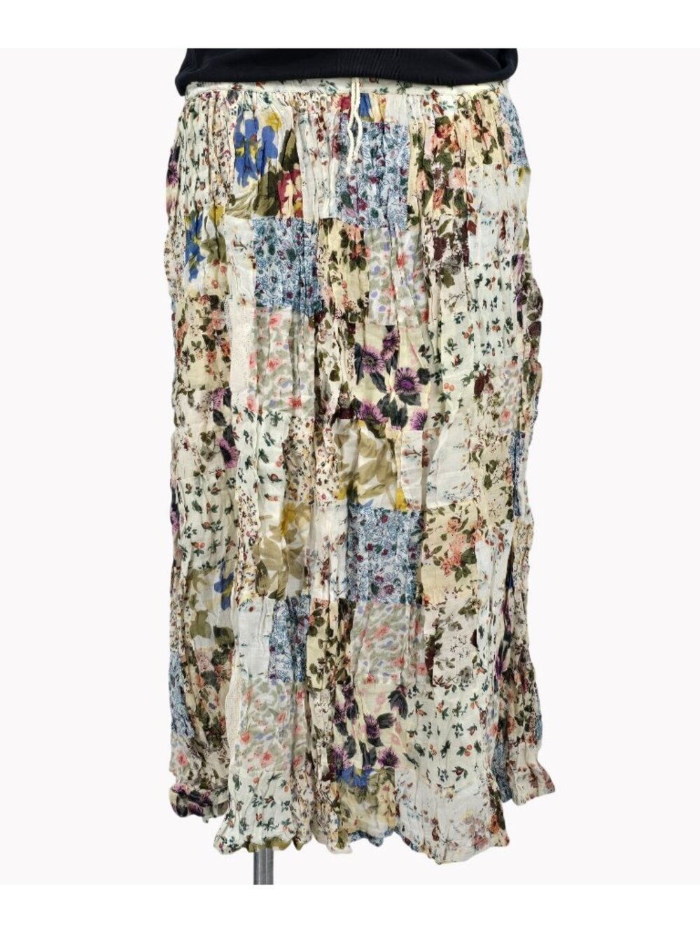 Sostanza Womens Size S Floral Patchwork Maxi Skirt Cotton Elastic Waist India